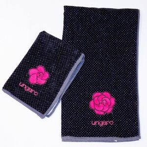 EMANUEL  UNGARO Paris BLACK Dotted PINK Towel Set